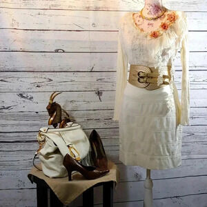 Women's Vintage Winter white Skirt